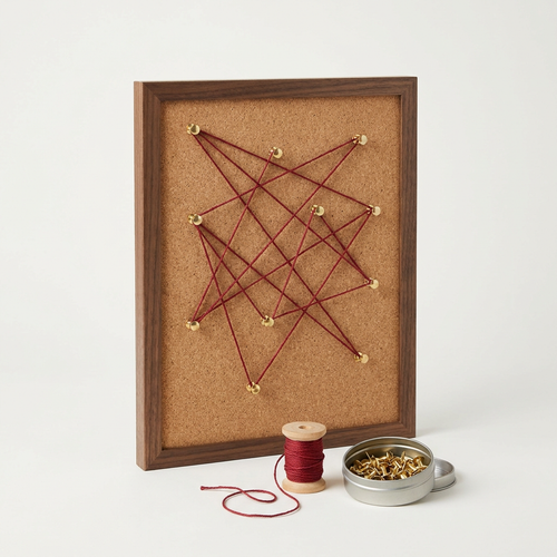 Detective Case Board Kit – cork board, brass pins and red string