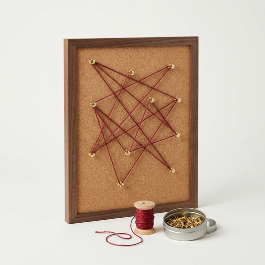 Detective Case Board Kit – cork board, brass pins and red string